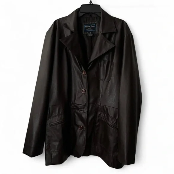 Neutral Zone Missy Dark Brown Leather Jacket - Picture 1 of 7